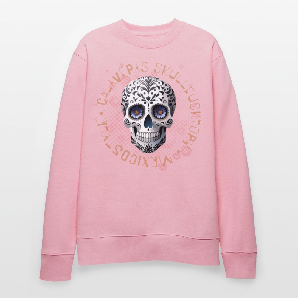 Unisex Bio-Sweatshirt mit CALAVERAS SKULL PRINT - Hellrosa