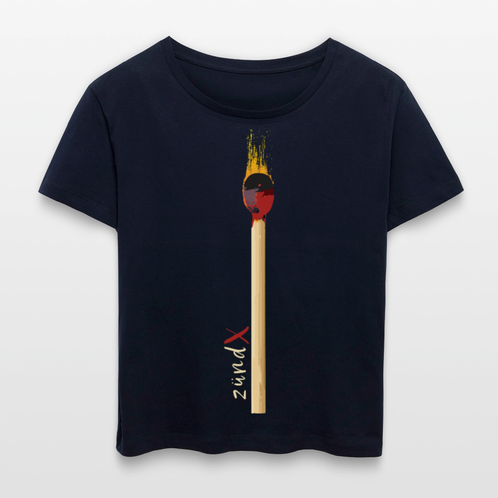 Frauen Bio Rundhals T-Shirt mit zündX PRINT - Navy