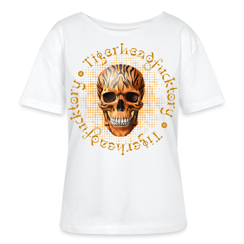 Frauen T-Shirt mit TIGERHEAD SKULL PRINT - Weiß