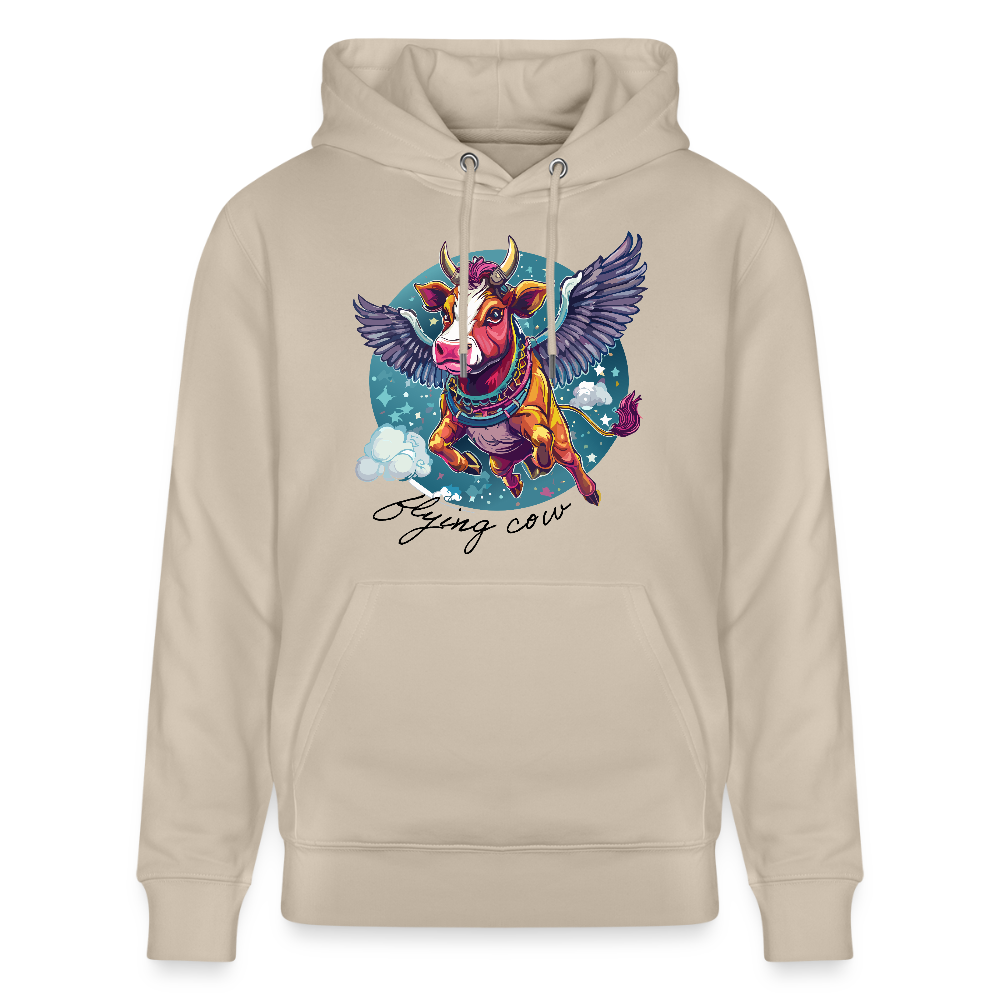 Unisex Hoodie mit FLYING COW PRINT - Beige