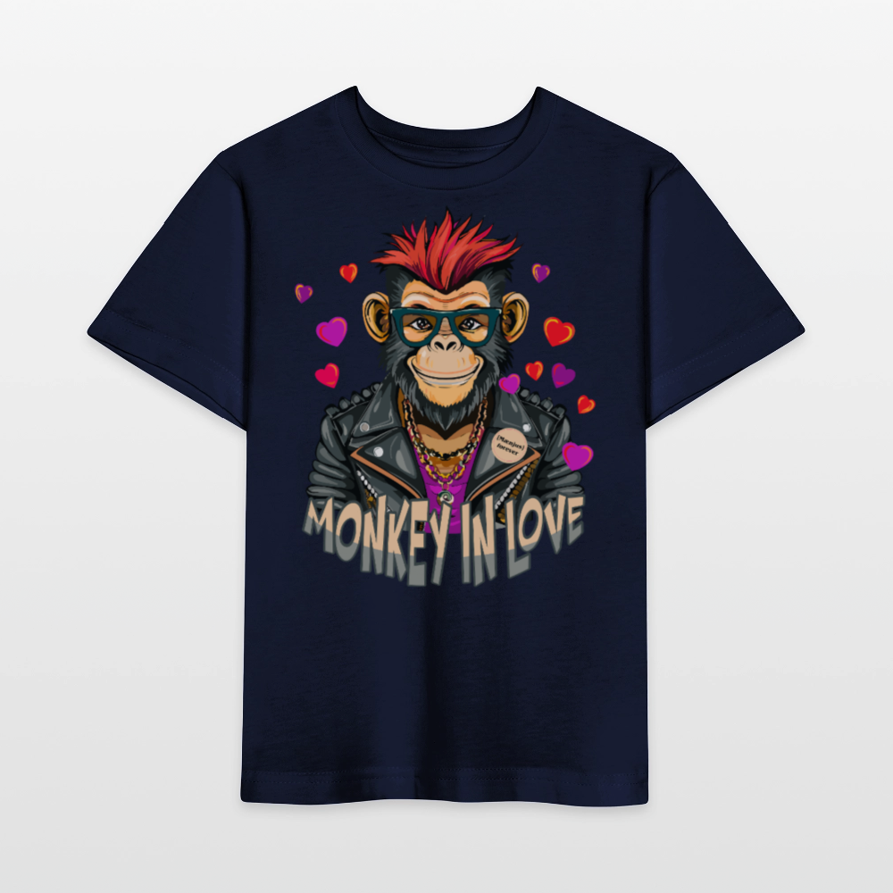 MNJS KIDS T-Shirt mit MONKEY IN LOVE PRINT - Navy