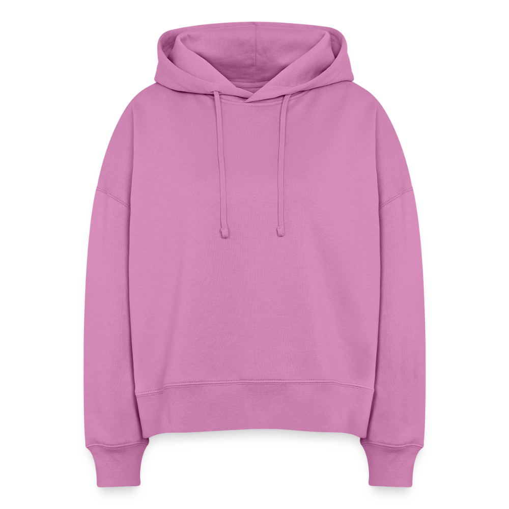 Boxy Frauen Bio Hoodie mit DELIKATEZZA SARDINE PRINT RÜCKSEITE - Pink