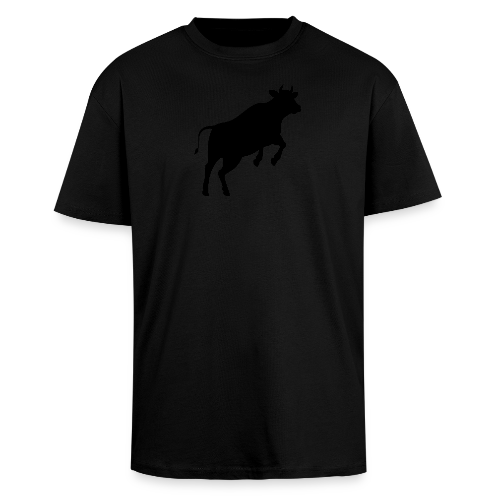 Heavy Oversize T-Shirt mit JUMPING COW PRINT - Schwarz