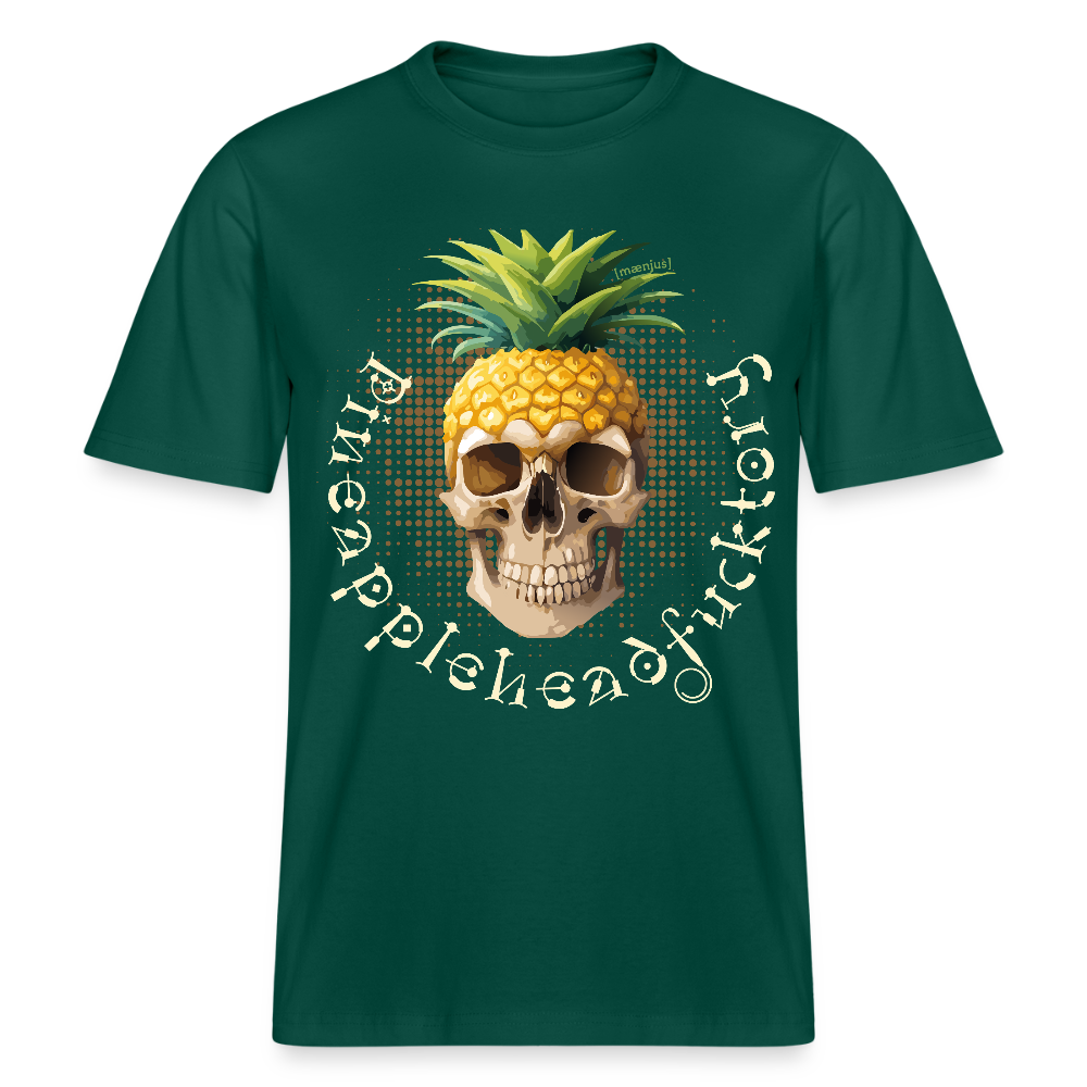 Relaxed Fit Unisex Bio-T-Shirt mit PINEAPPLE SKULL PRINT Vorderseite - Forest