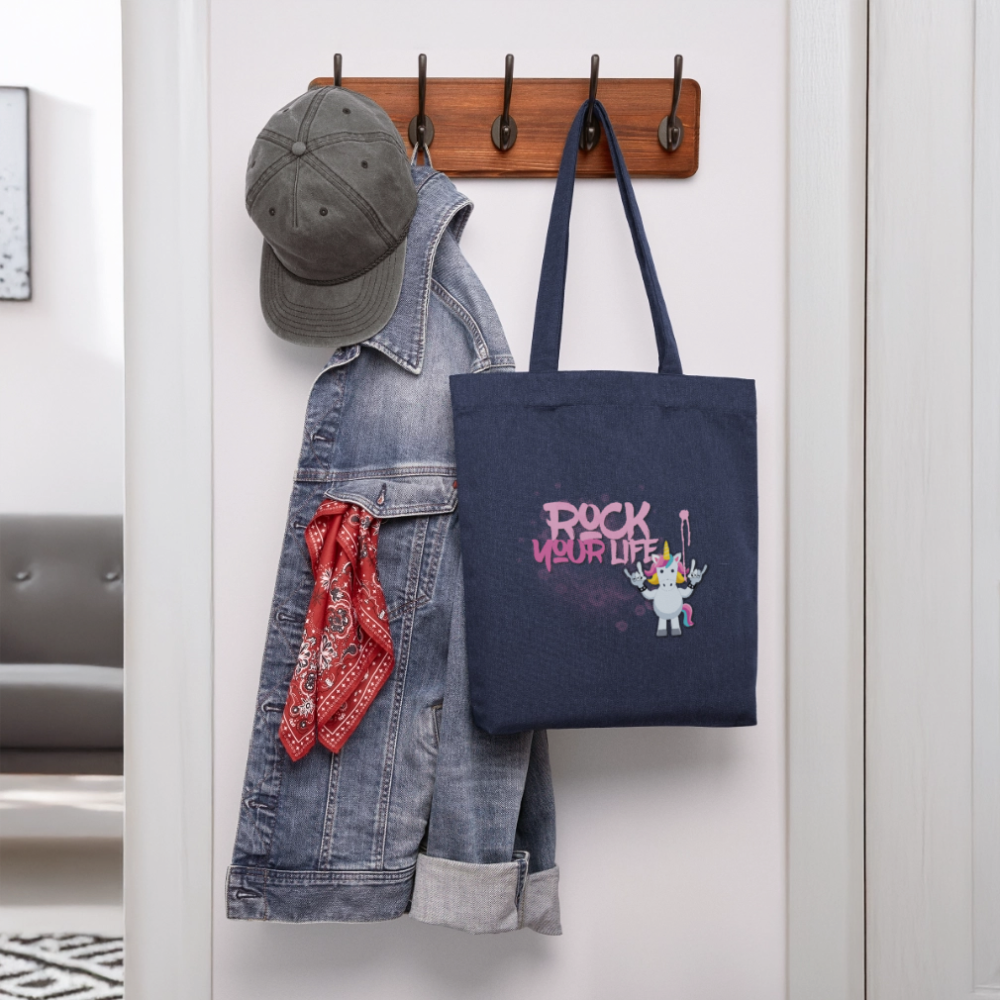 Heavyweight Stoffbeutel mit ROCK YOUR LIFE PRINT - melange Blue