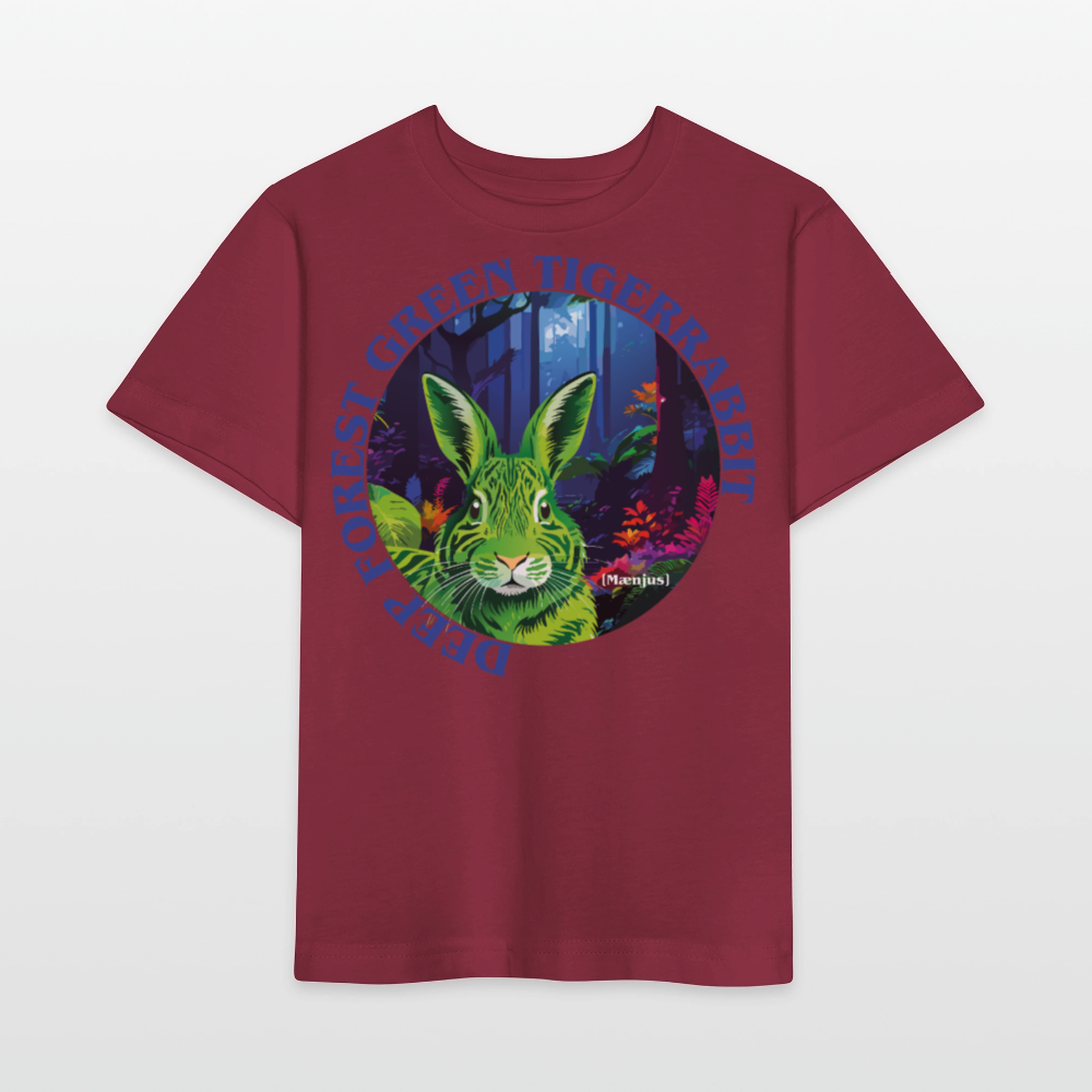 MNJS KIDS T-Shirt mit DEEP FOREST GREEN TIGERRABBIT PRINT - Burgunderrot