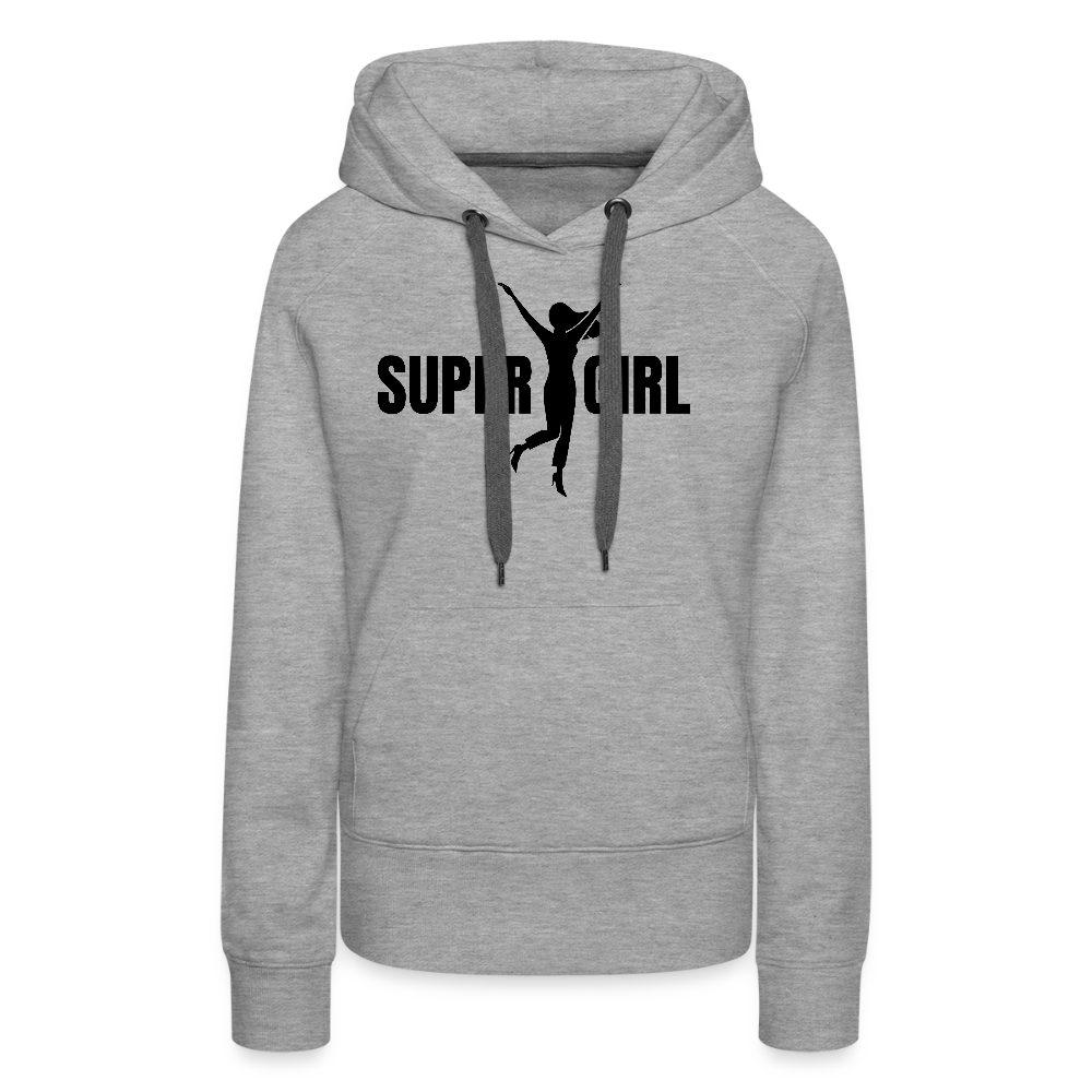Frauen Premium Hoodie mit SUPERGIRL PRINT - Grau meliert