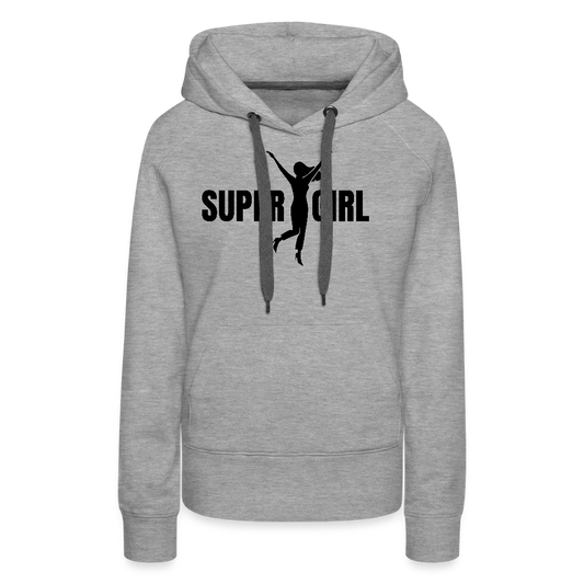 Frauen Premium Hoodie mit SUPERGIRL PRINT - Grau meliert