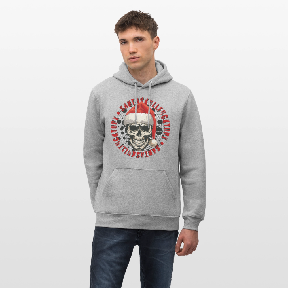 Unisex Bio-Hoodie mit SANTASKULL FUCKTORY PRINT - Grau meliert