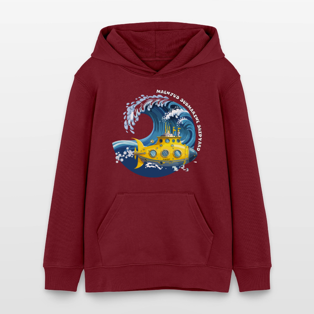 Teens Bio-Hoodie mit MAENJUS SUBMARINE SHIPYARD PRINT - Burgunderrot