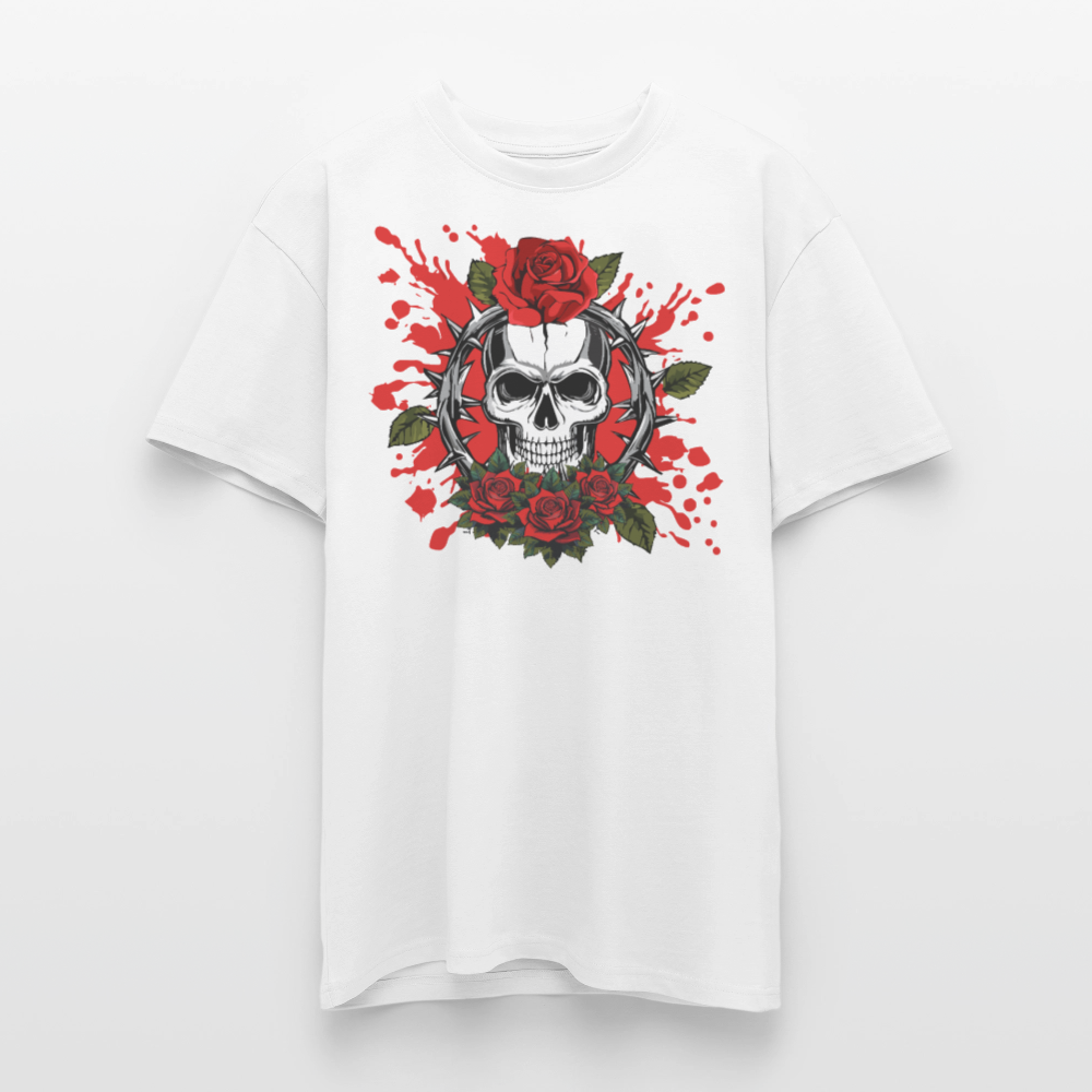 Heavy Oversize T-Shirt mit ROSEN SKULL PRINT - Weiß