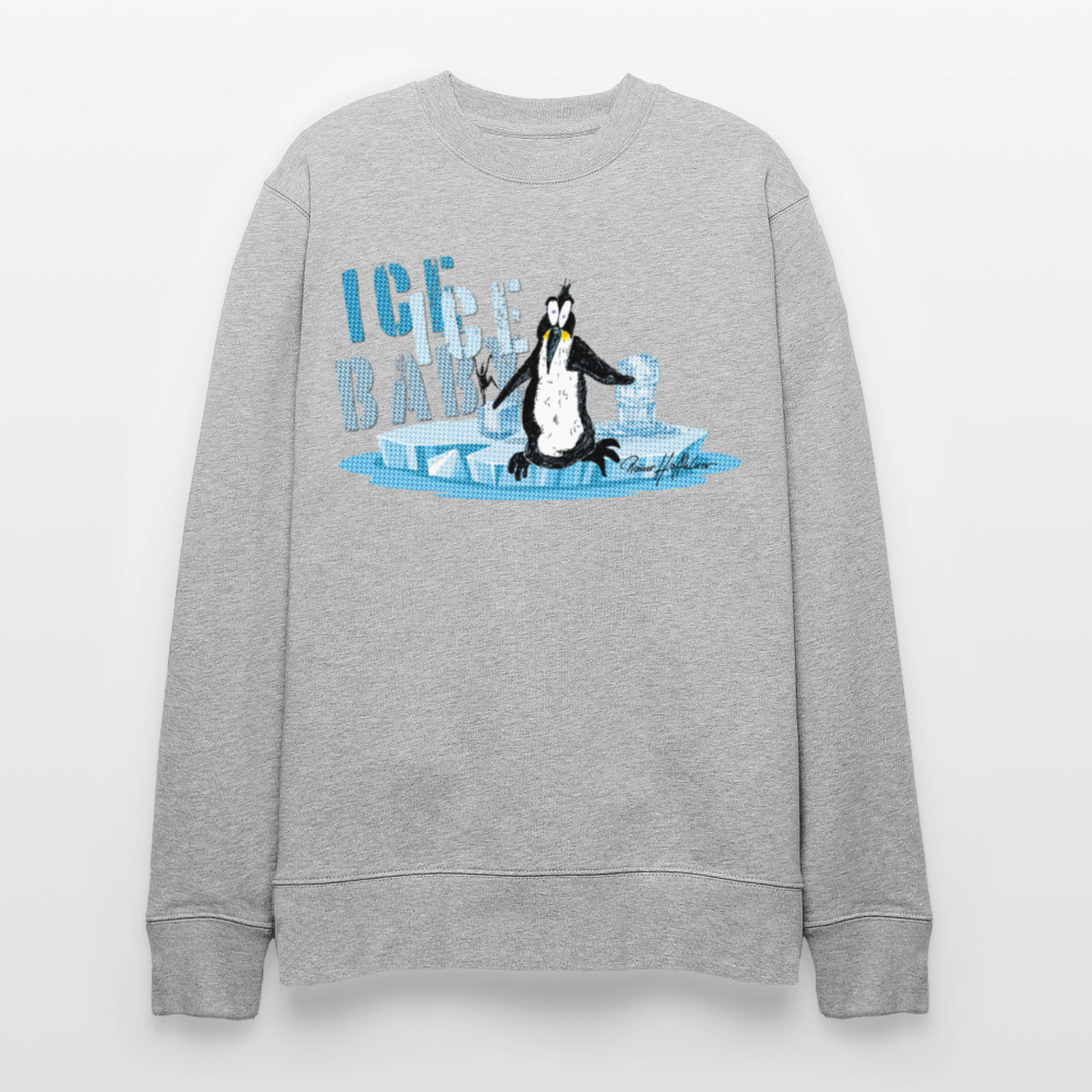 Unisex Bio-Sweatshirt mit ICE ICE BABY PRINT - Grau meliert