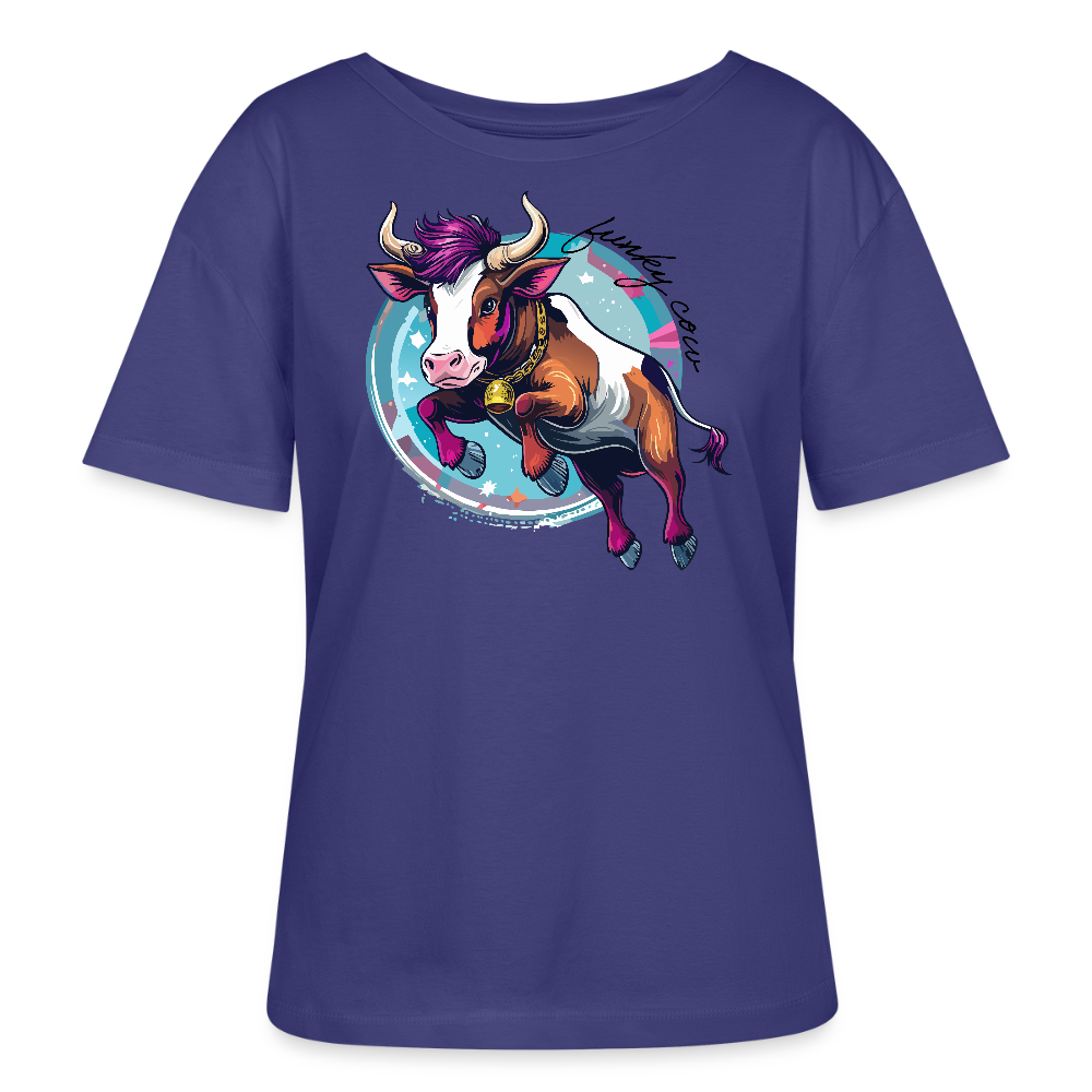 Frauen T-Shirt mit FUNKY COW PRINT - Dämmerung