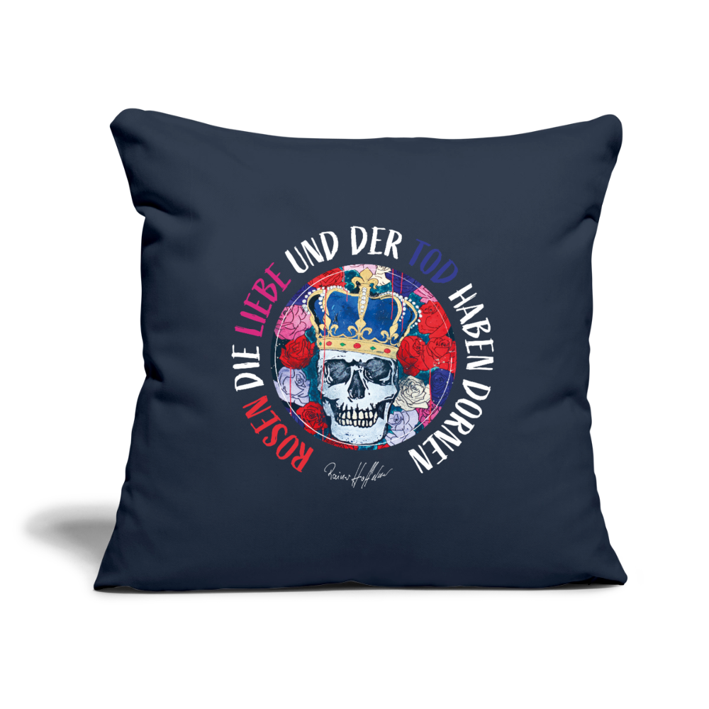Sofakissenbezug 44 x 44 cm mit ROSEN DIE LIEBE UND DER TOD HABEN DORNEN PRINT - Navy