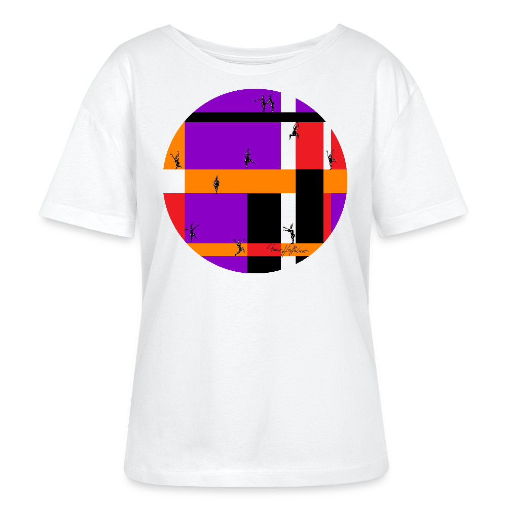 Relaxed Rundhals Frauen Bio-T-Shirt mit DYNAMIC FIELDS PRINT - Weiß