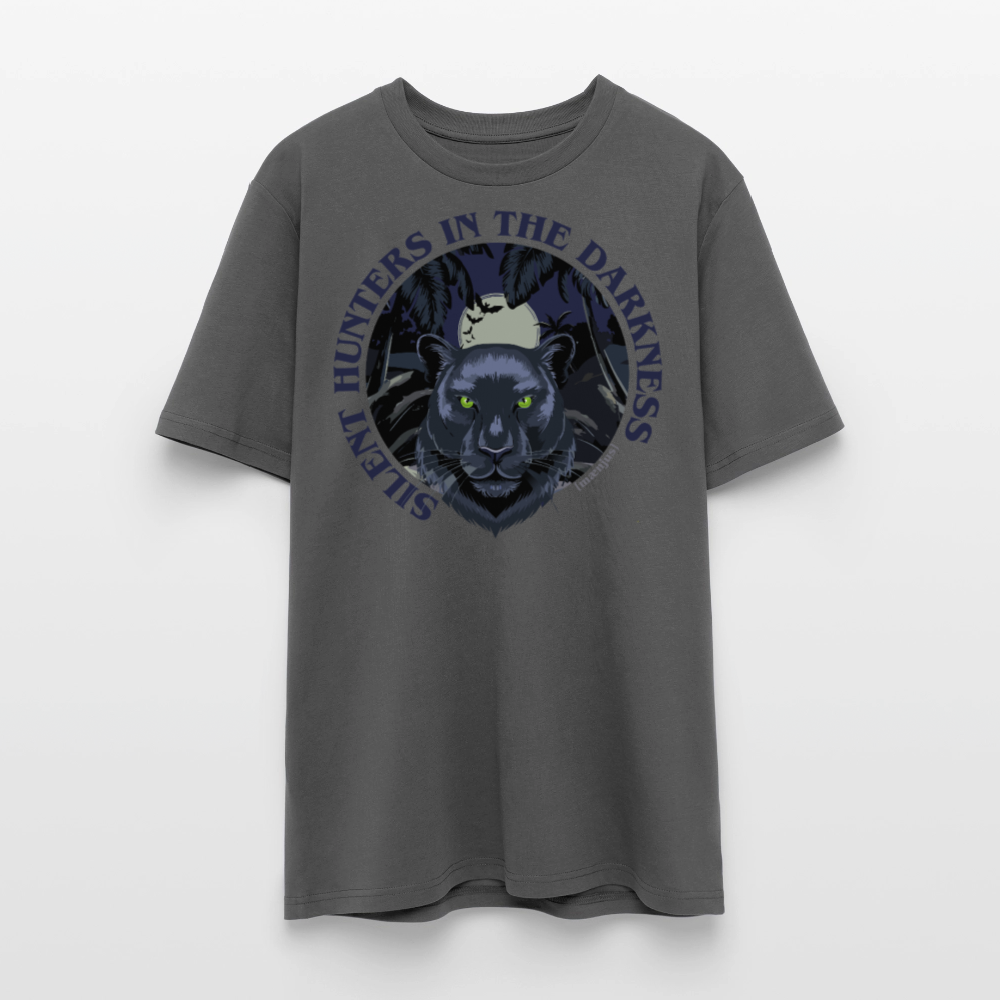 Unisex Bio-T-Shirt mit SILENT HUNTER IN THE DARKNESS PRINT Vorderseite - Anthrazit