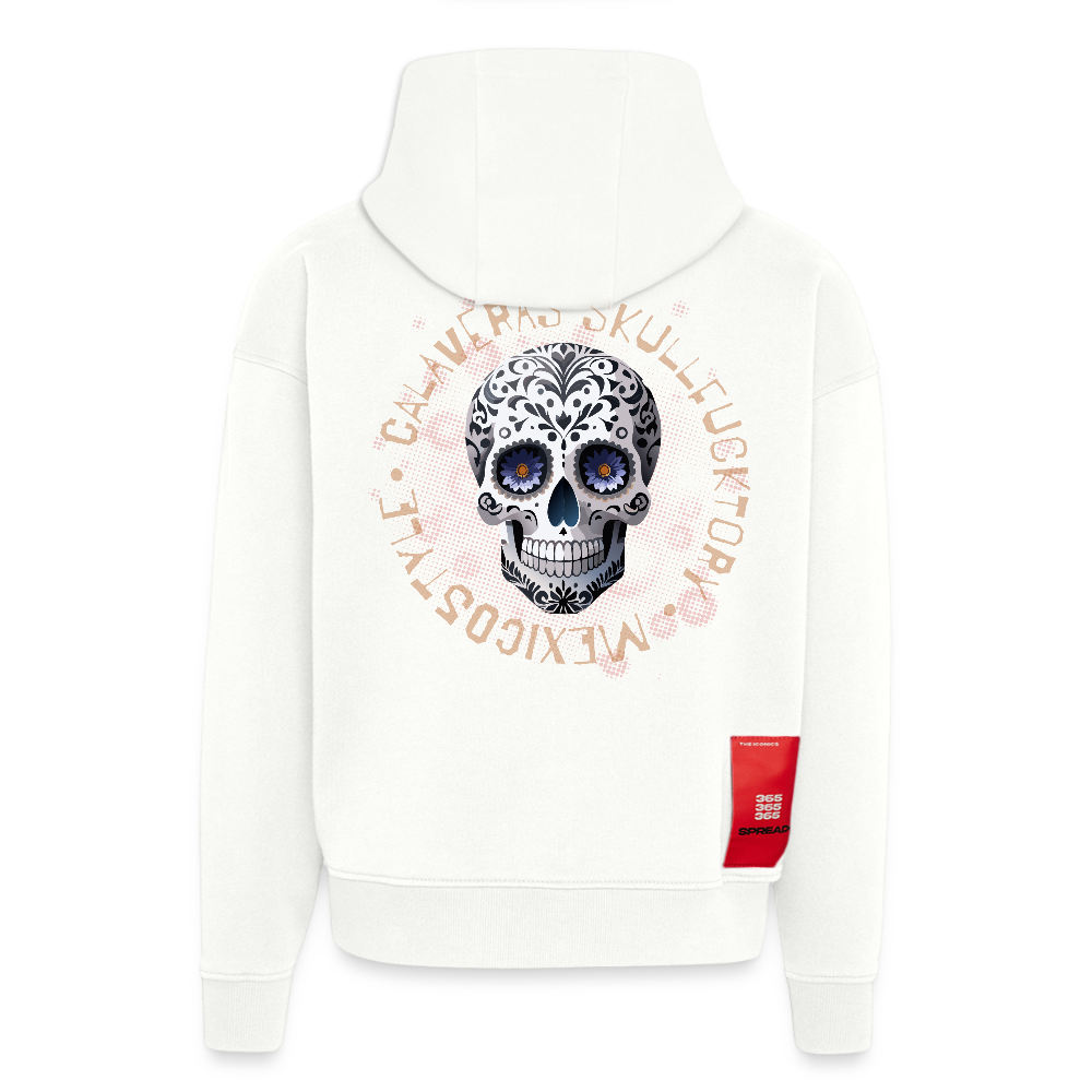 Heavyweight Oversized Organic Hoodie mit CALAVERAS SKULL PRINT - OFF WHITE