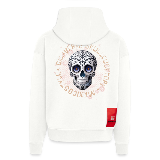 Heavyweight Oversized Organic Hoodie mit CALAVERAS SKULL PRINT - OFF WHITE
