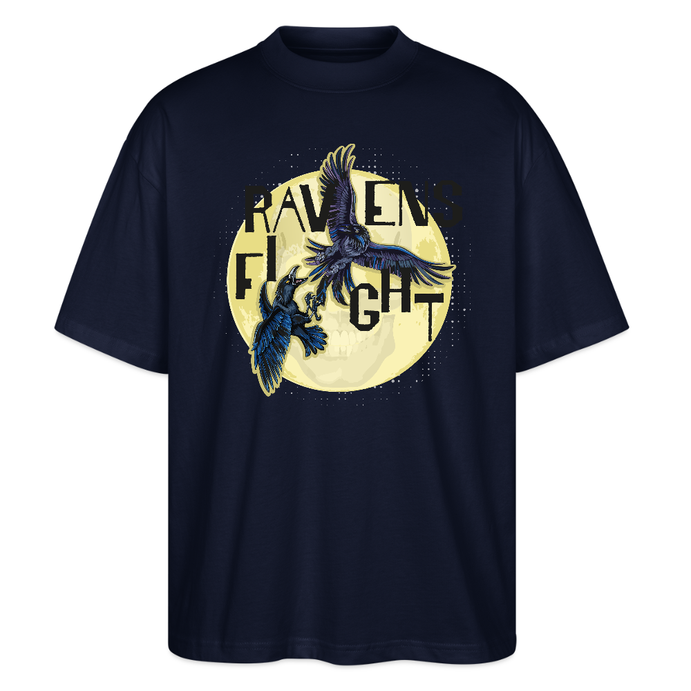 Oversized Unisex T-Shirt mit RAVENS FIGHT PRINT - Navy