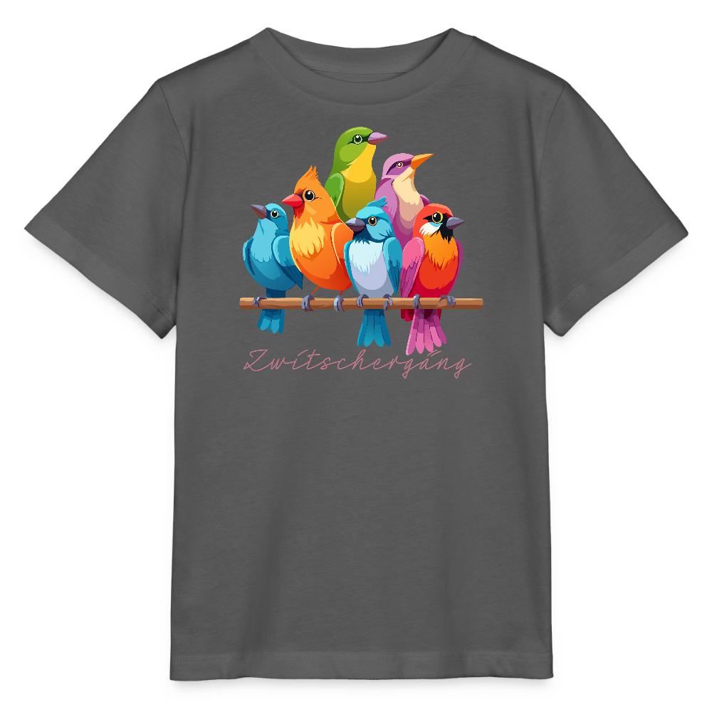 Kinder T-Shirt MINI mit Zwitschergäng Print - Anthrazit