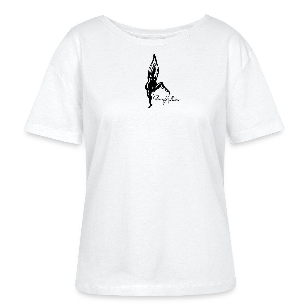 Relaxed Rundhals Frauen Bio-T-Shirt mit TUSCHEMÄNNCHEN PRINT - Weiß