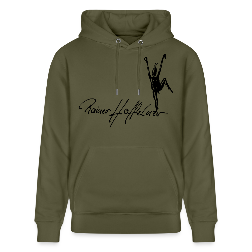 Unisex Bio-Hoodie mit TUSCHEMÄNNCHEN PRINT - Khaki Grün