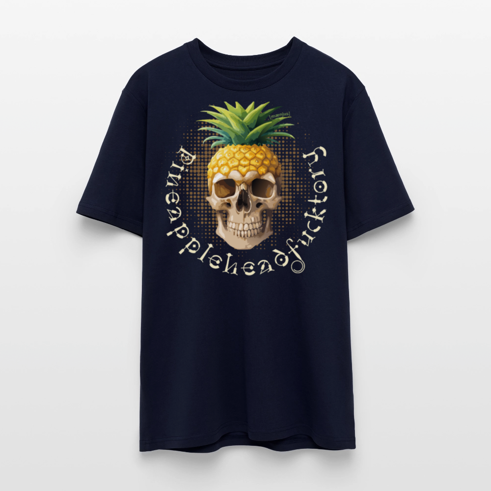 Unisex Bio-T-Shirt mit PINEAPPLE SKULL PRINT Vorderseite - Navy