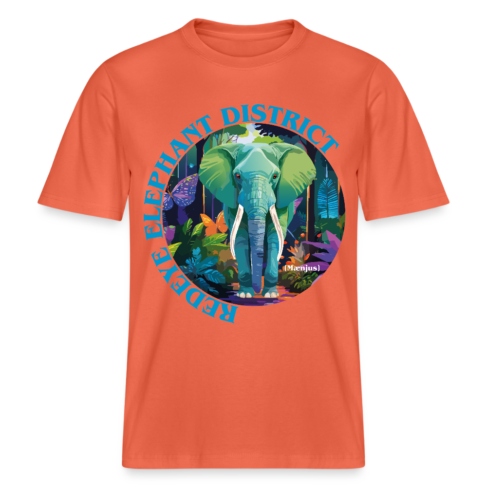 Relaxed Fit Unisex Bio-T-Shirt mit REDEYE ELEPHANT DISTRICT PRINT Vorderseite - Hellrot
