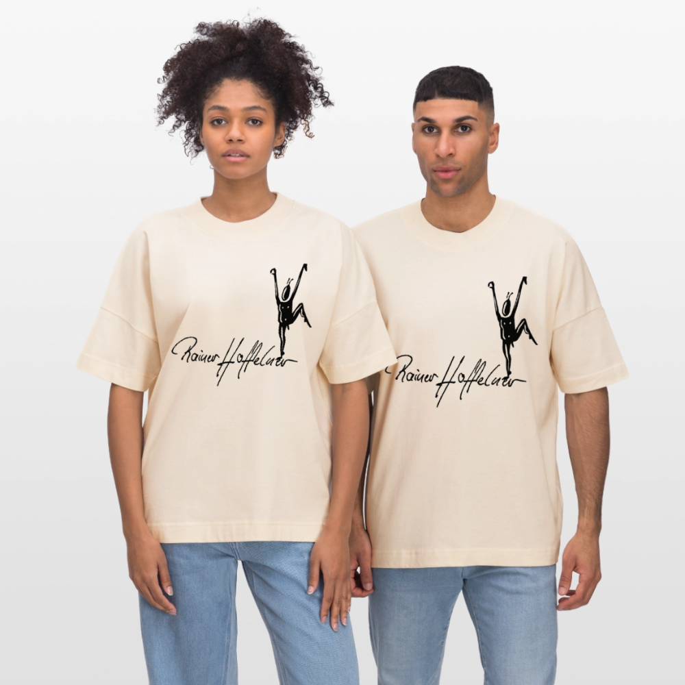 Oversized Unisex T-Shirt mit TUSCHEMÄNNCHEN PRINT - Weißgrau