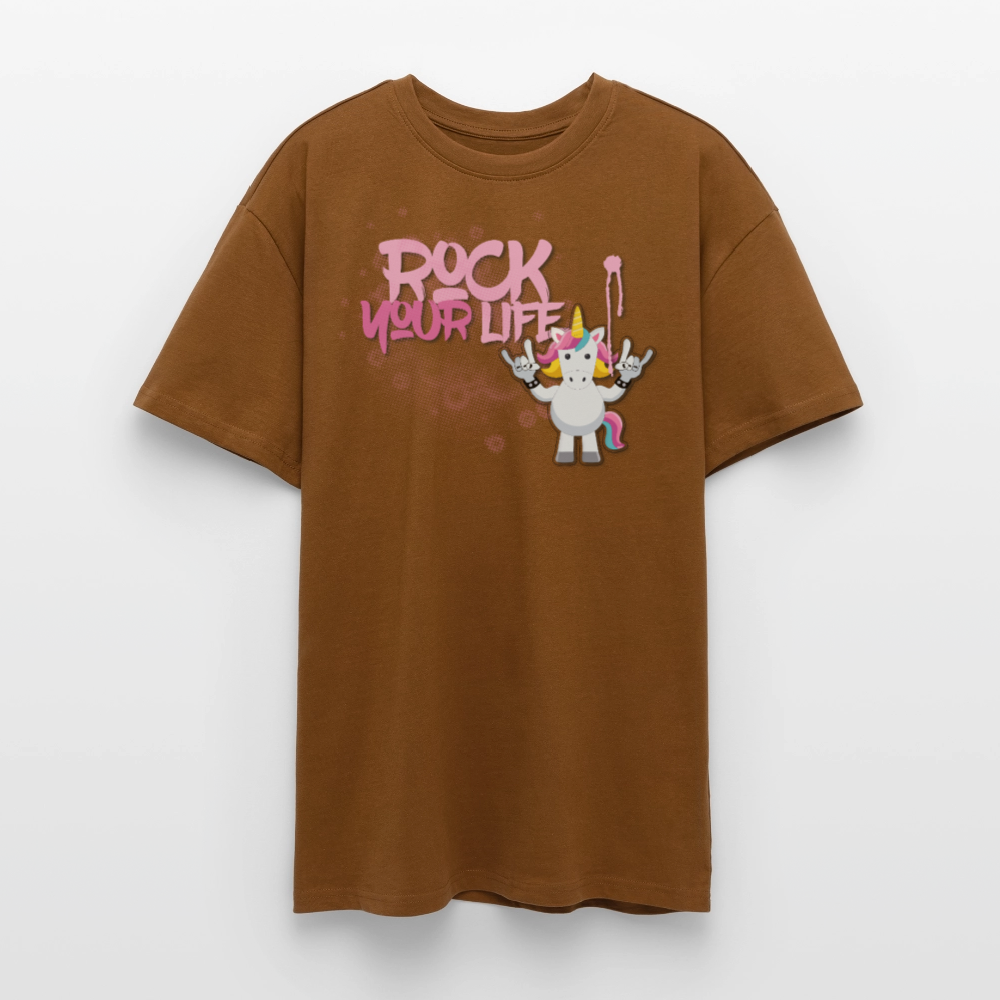 Heavy Oversize T-Shirt mit ROCK YOUR LIFE PRINT - Toffee