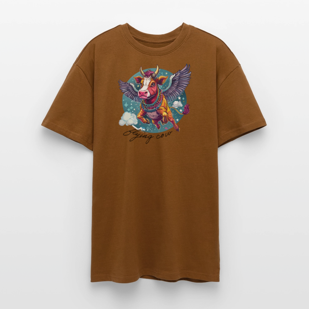 Heavy Oversize T-Shirt mit FLYING COW PRINT - Toffee