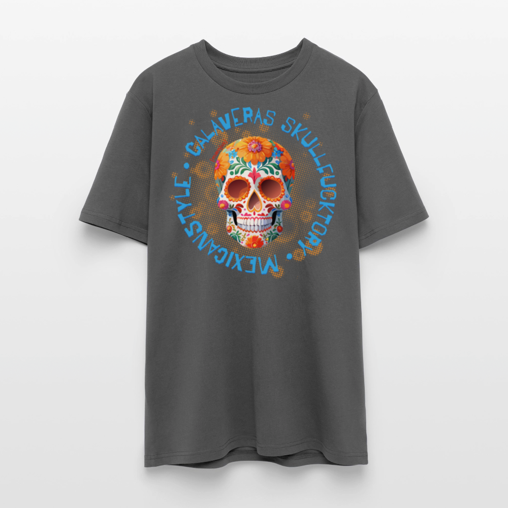Unisex Bio-T-Shirt mit CALAVERAS MEXICANSTYLE PRINT Vorderseite - Anthrazit