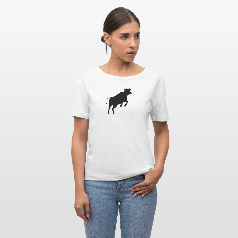 Frauen T-Shirt mit JUMPING COW PRINT - Weiß