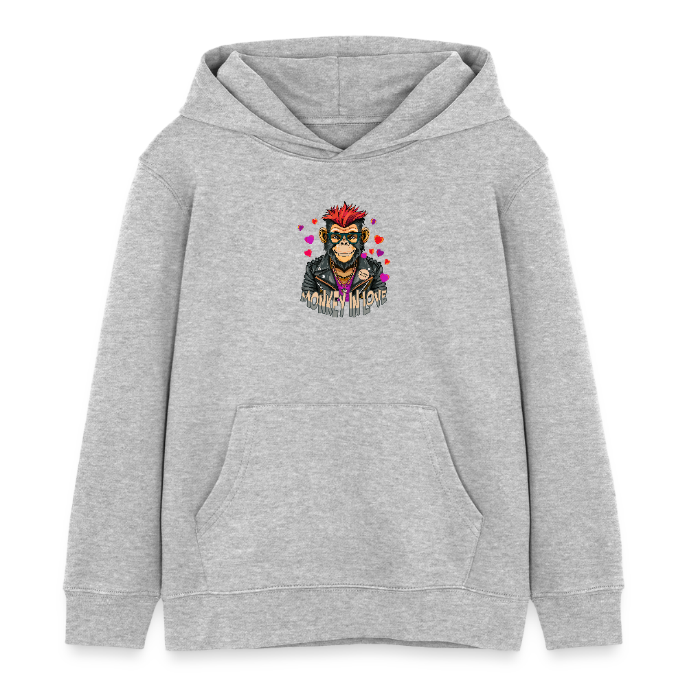 MNJS KIDS Bio-Hoodie mit MONKEY IN LOVE PRINT - Grau meliert