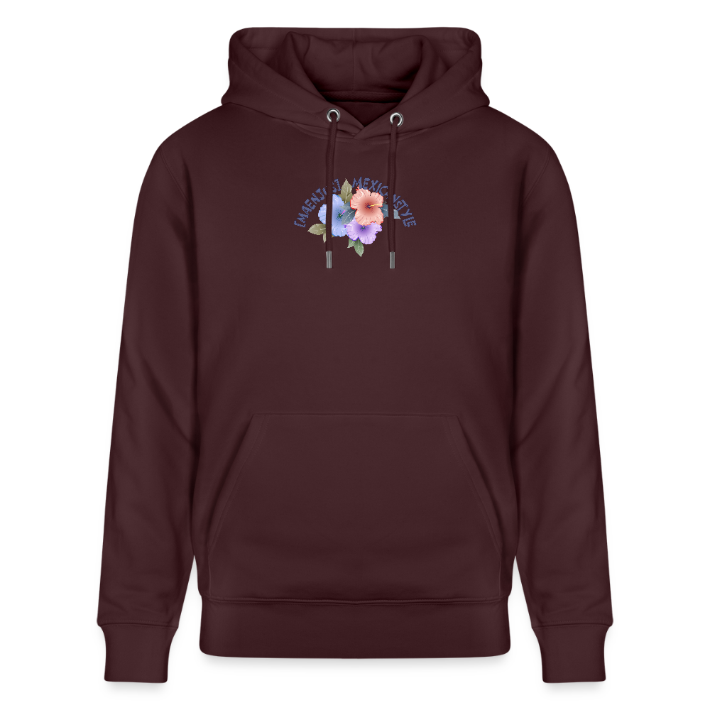 Unisex Hoodie mit MAENJUS MEXICANSTYLE PRINT Vorder- und Rückseite - Maroon