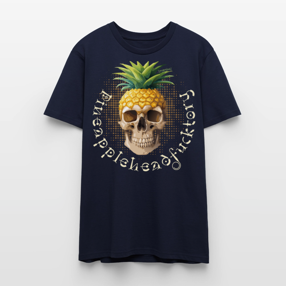 Unisex T-Shirt mit PINEAPPLEHEAD SKULL PRINT Vorderseite - Navy