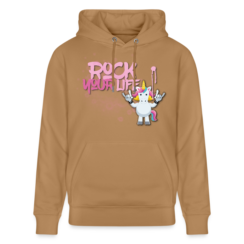 Unisex Hoodie mit ROCK YOUR LIFE PRINT - Karamell