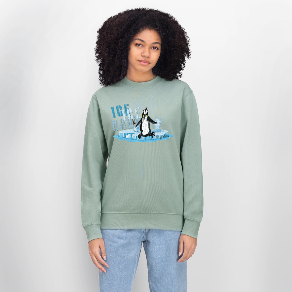 Unisex Bio-Sweatshirt mit ICE ICE BABY PRINT - Helles Graugrün