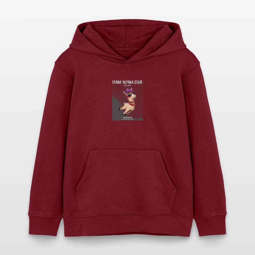 MNJS KIDS Bio-Hoodie mit FUNKY ALPAKA CLUB PRINT - Burgunderrot