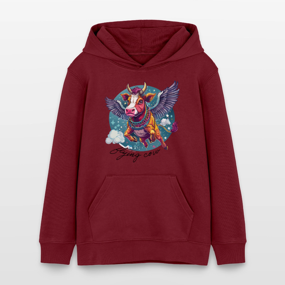 MNJS TEENS Bio-Hoodie mit FLYING COW PRINT - Burgunderrot