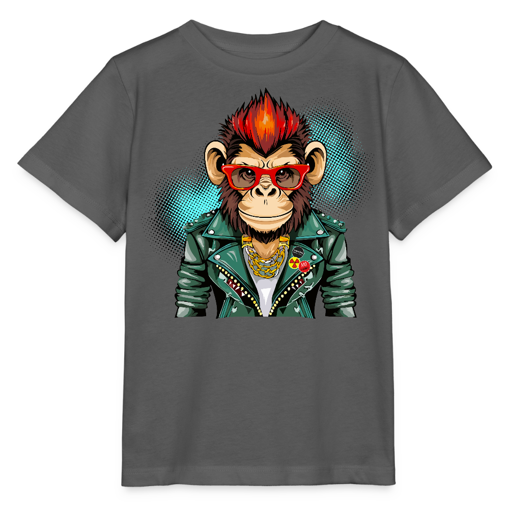 MNJS KIDS Bio T-Shirt mit MONKEY PRINT - Anthrazit