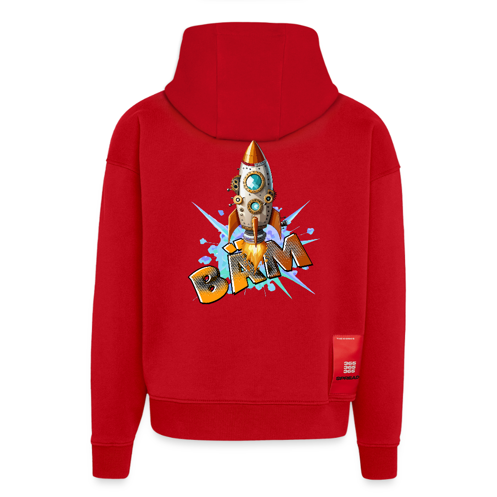 Heavyweight Oversized Organic Hoodie mit RAKETE PRINT - Rot