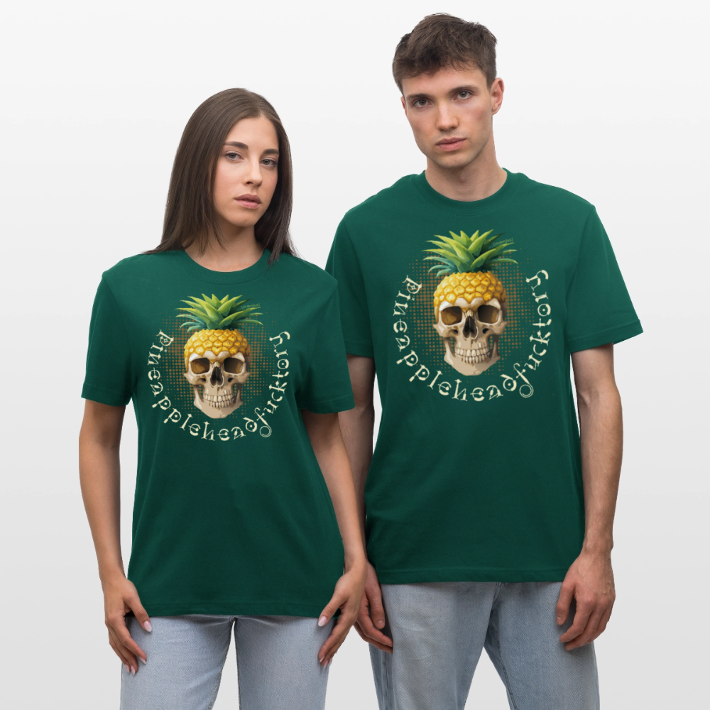 Relaxed Fit Unisex Bio-T-Shirt mit PINEAPPLE SKULL PRINT Vorderseite - Forest