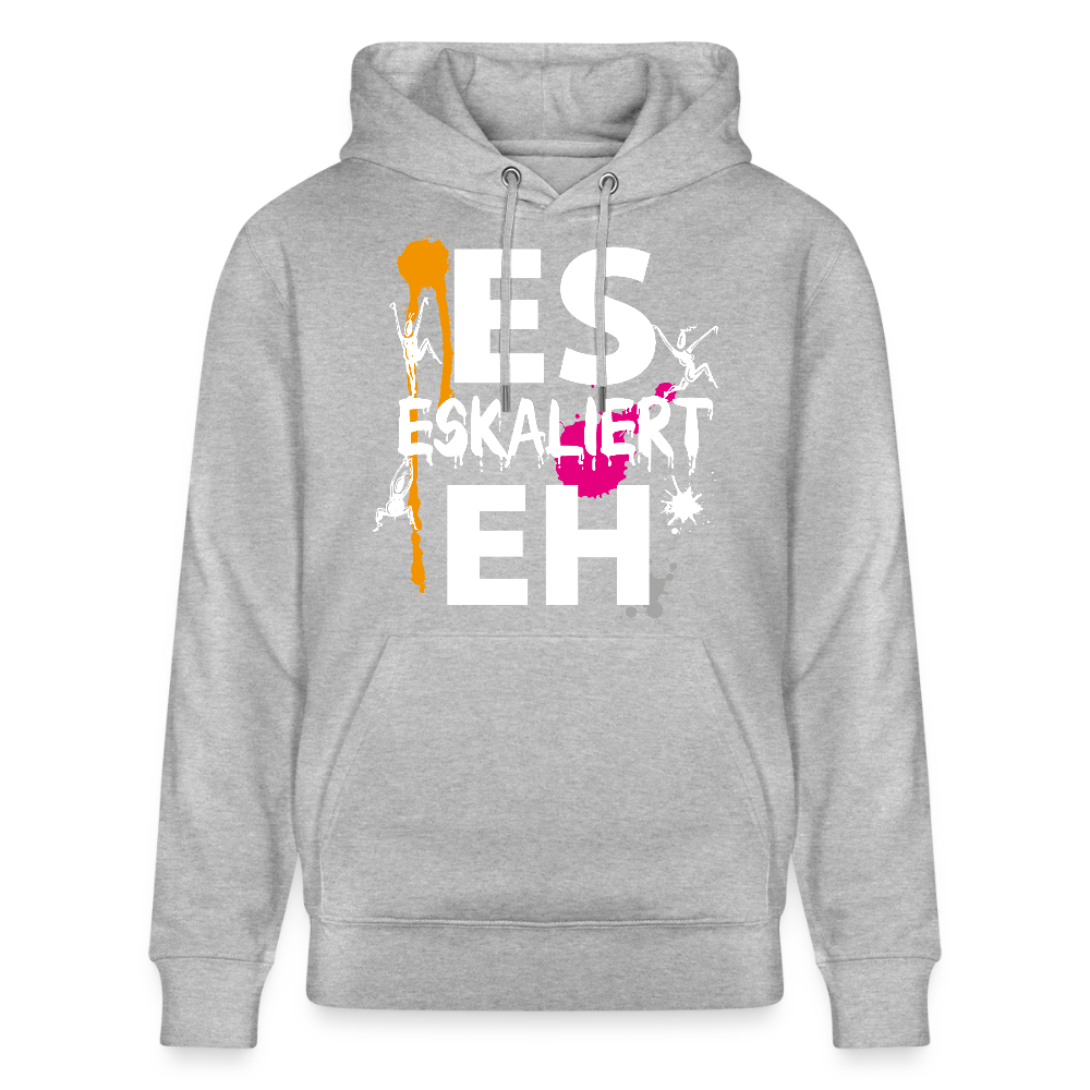 Unisex Hoodie mit ES ESKALIERT EH PRINT - Grau meliert