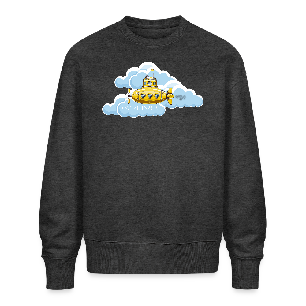 Unisex Oversize Pullover mit SKYDIVER PRINT - Dunkelgrau meliert