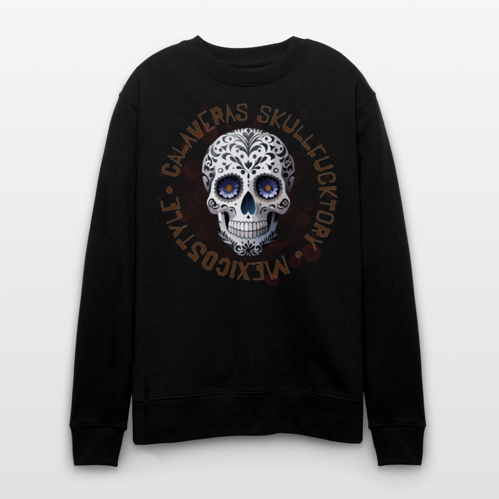 Unisex Bio-Sweatshirt mit CALAVERAS SKULL PRINT - Schwarz