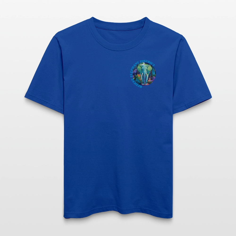 Relaxed Fit Unisex Bio-T-Shirt mit REDEYE ELEPHANT DISTRICT PRINT Vorder- und Rückseite - Dunkelblau