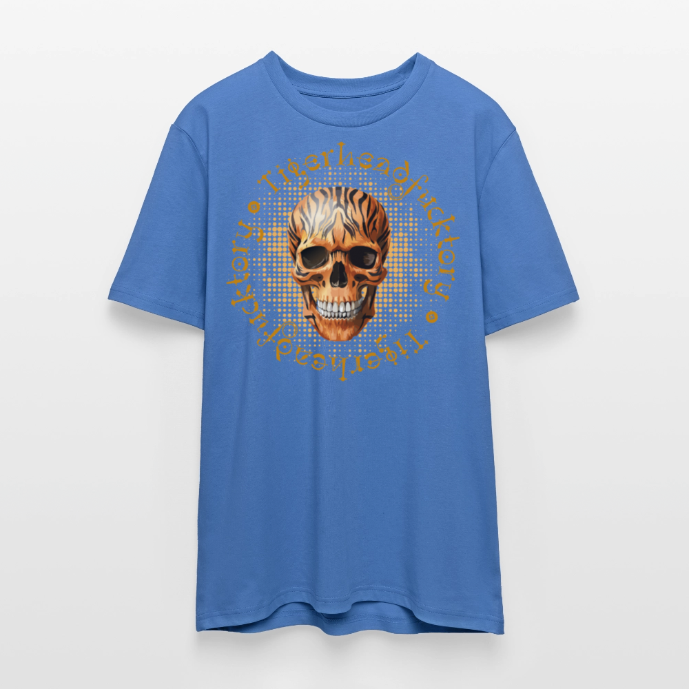 Unisex Bio-T-Shirt mit TIGERHEAD SKULL PRINT Vorderseite - Achtsames Blau