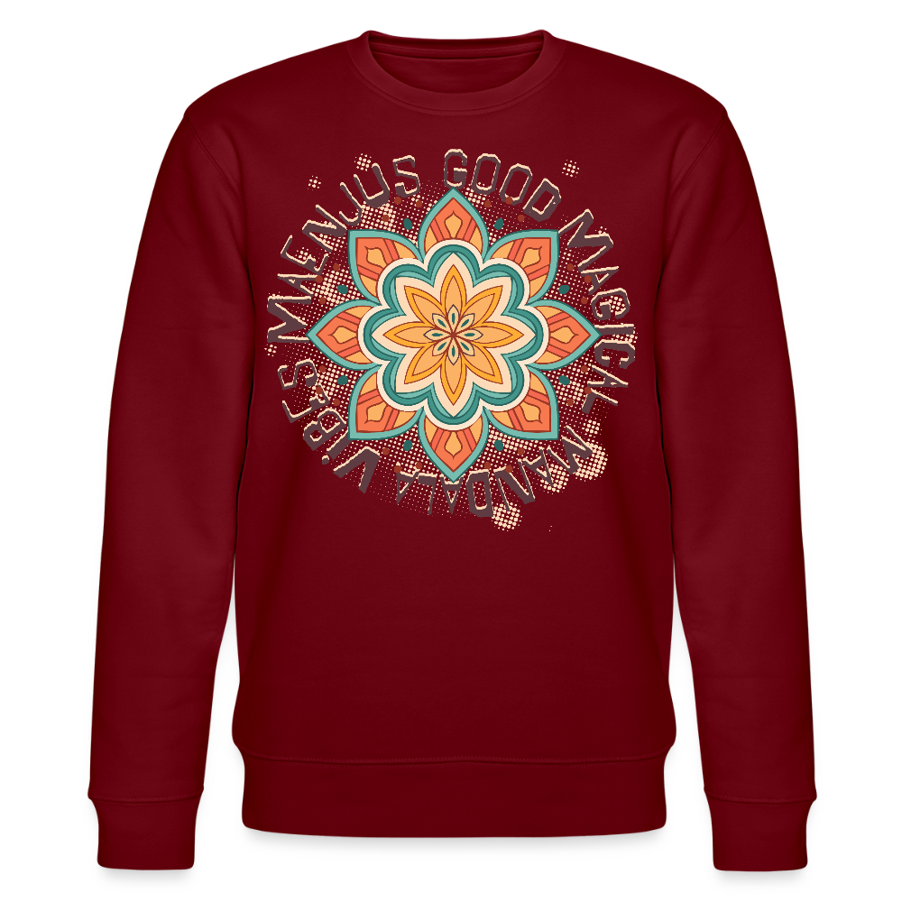 Unisex Bio-Sweatshirt mit MANDALA VIBES PRINT - Burgunderrot