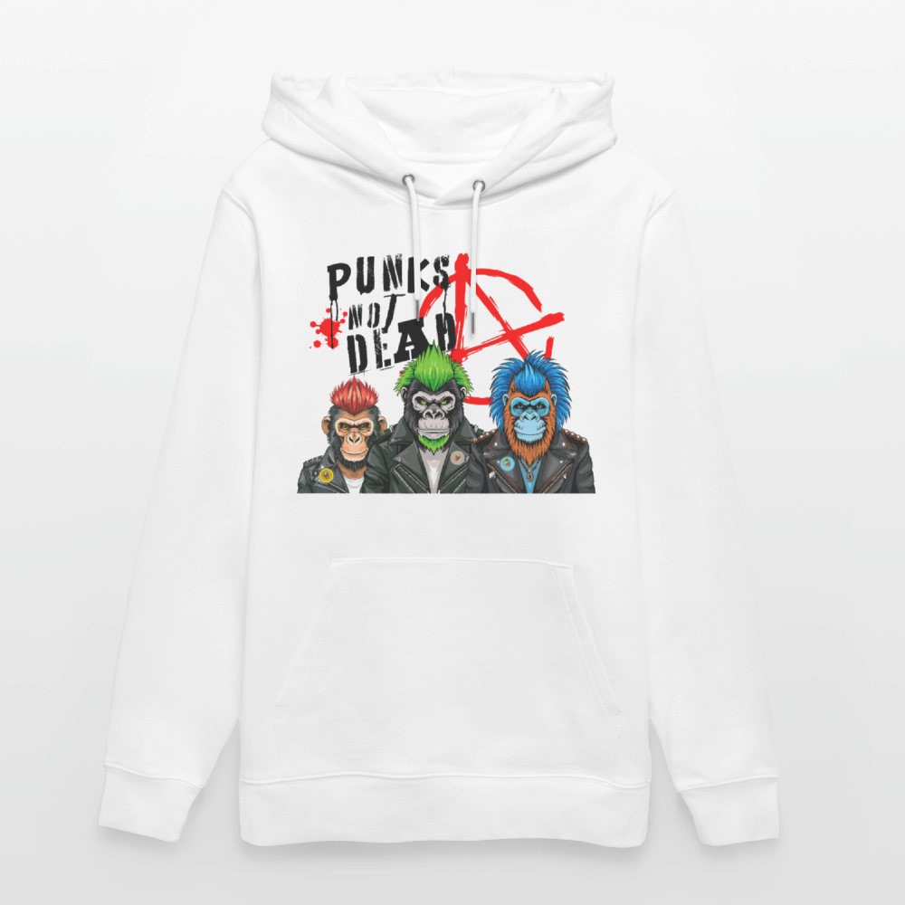 Unisex Hoodie mit PUNKS NOT DEAD PRINT - Weiß